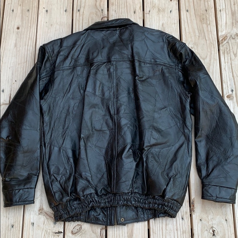 Italian Stone Design Patchwork Leather Jacket Xl - image 5